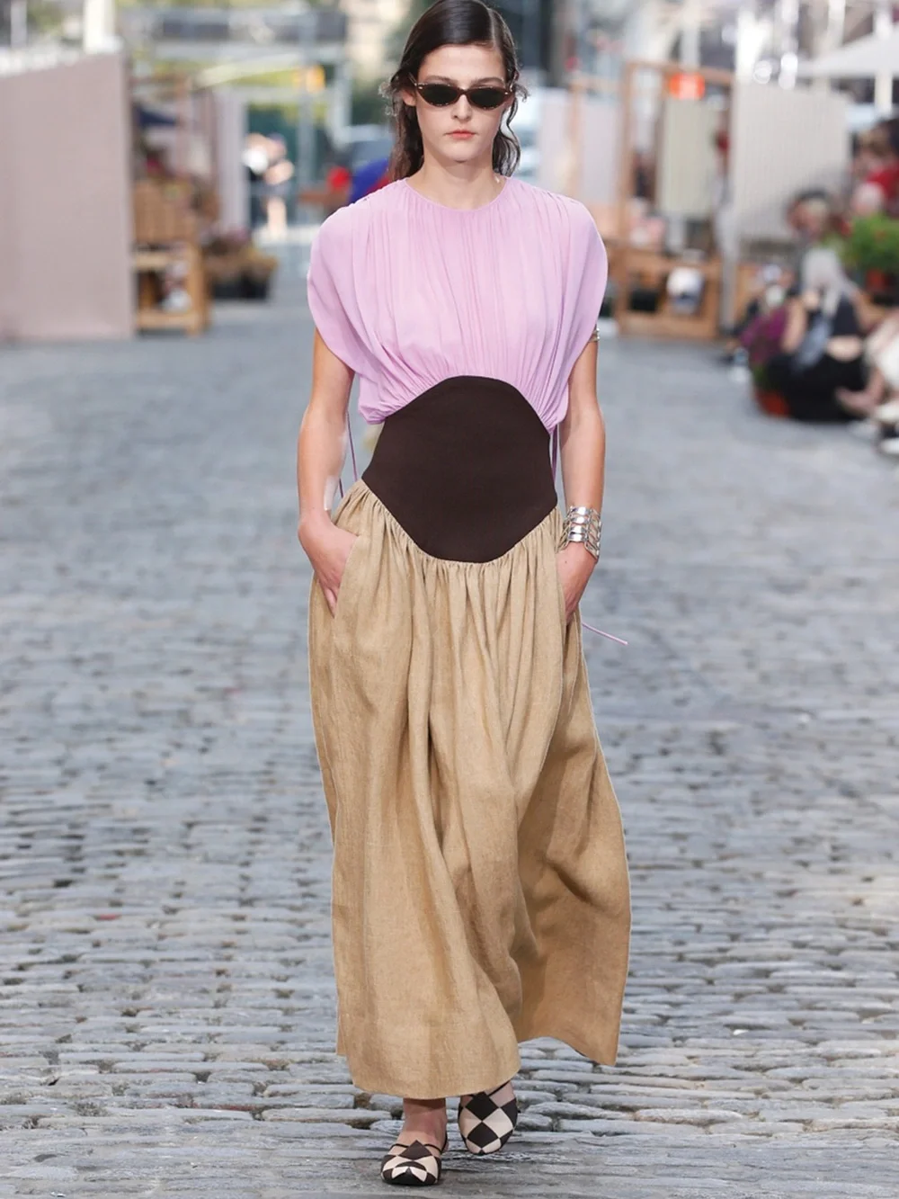 NWT Tory Burch Dress Beige Linen Raw Canvas And Wisteria Silk Chiffon $1,198 4